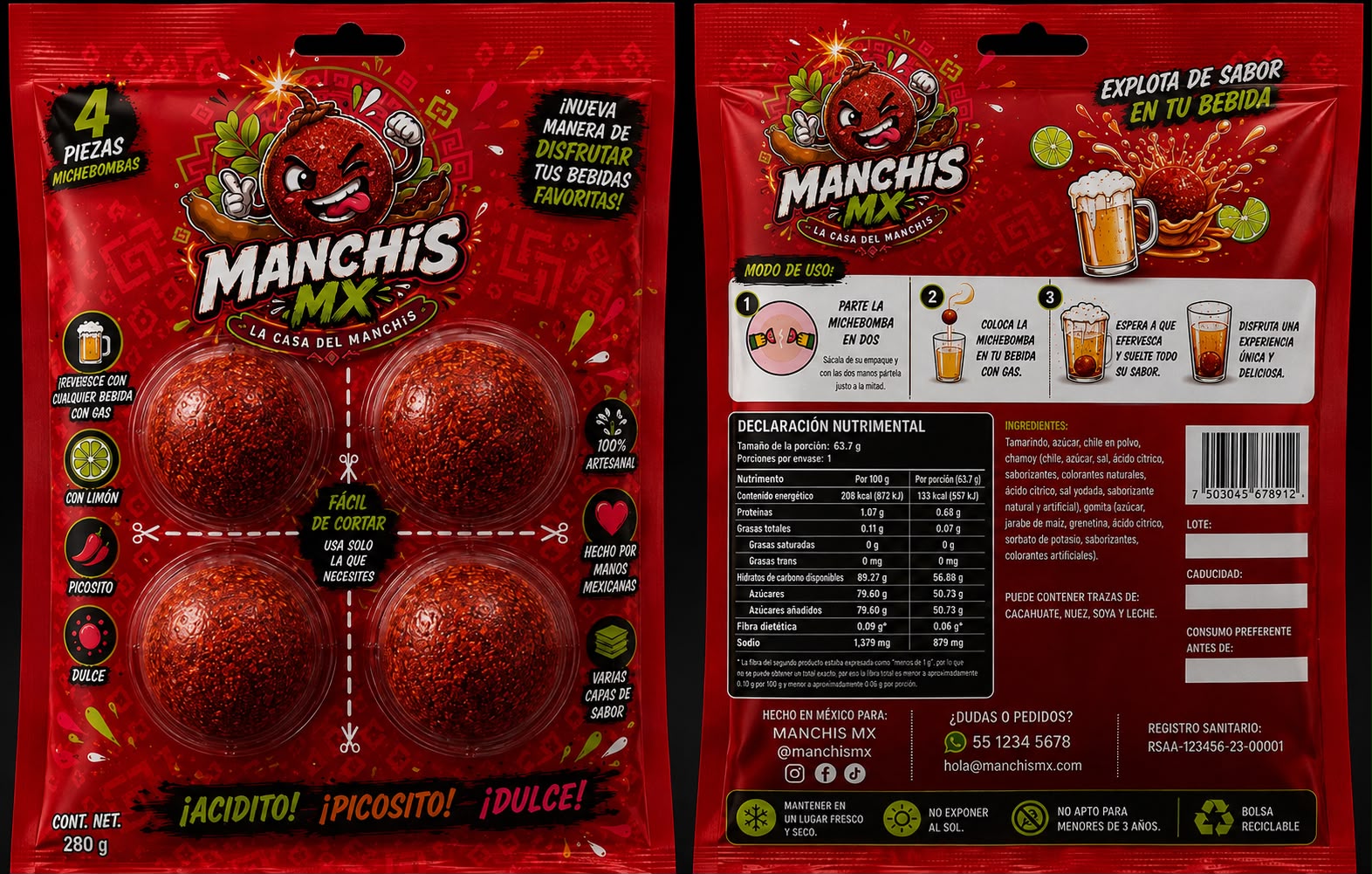 Pack de 4 Michebombas MANCHIS MX